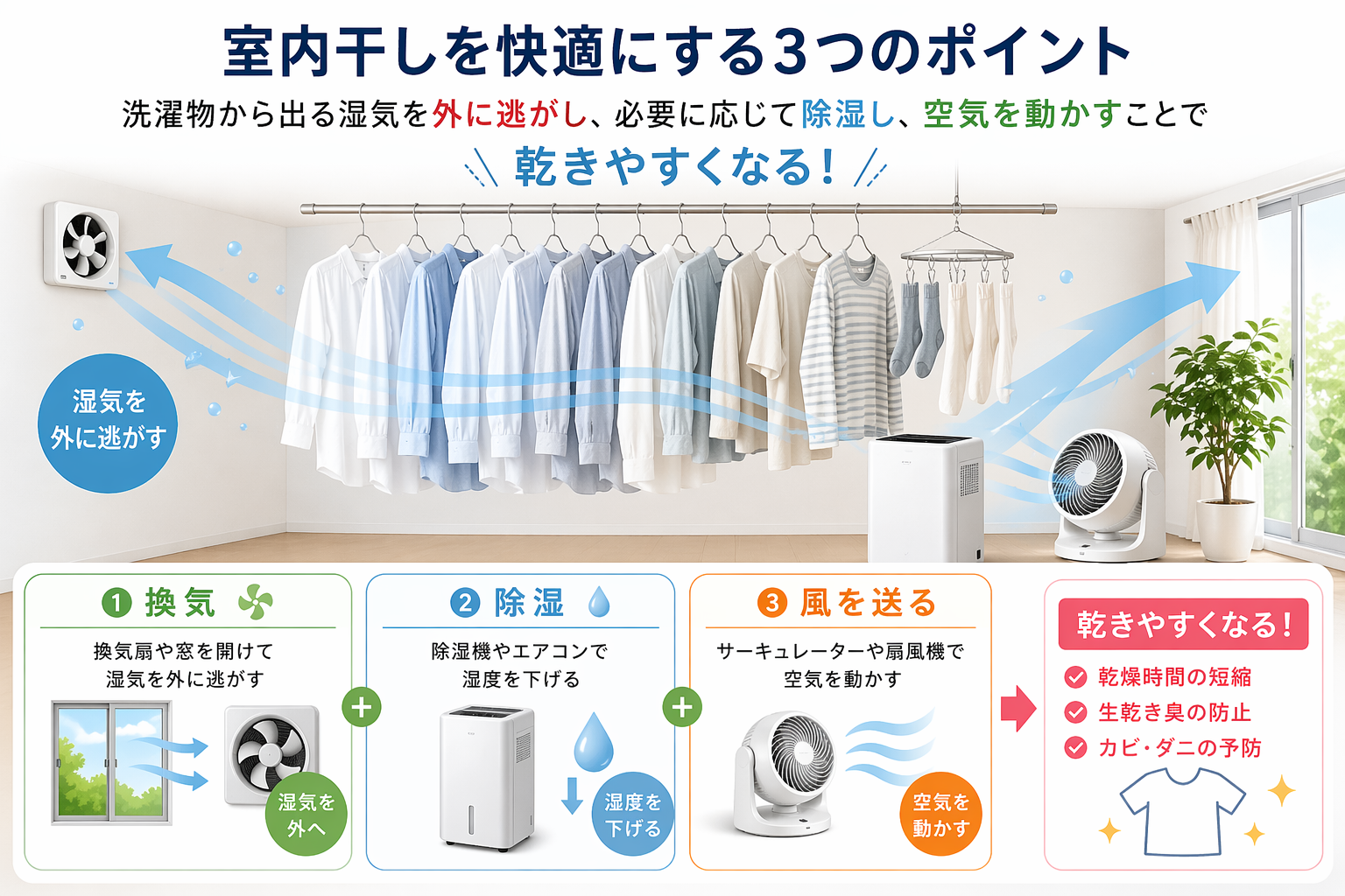 部屋干し快適にするポイント