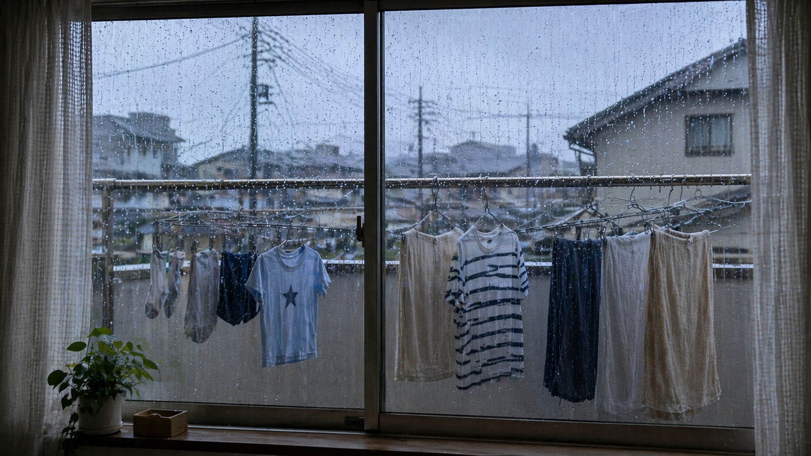 外干し_雨の日